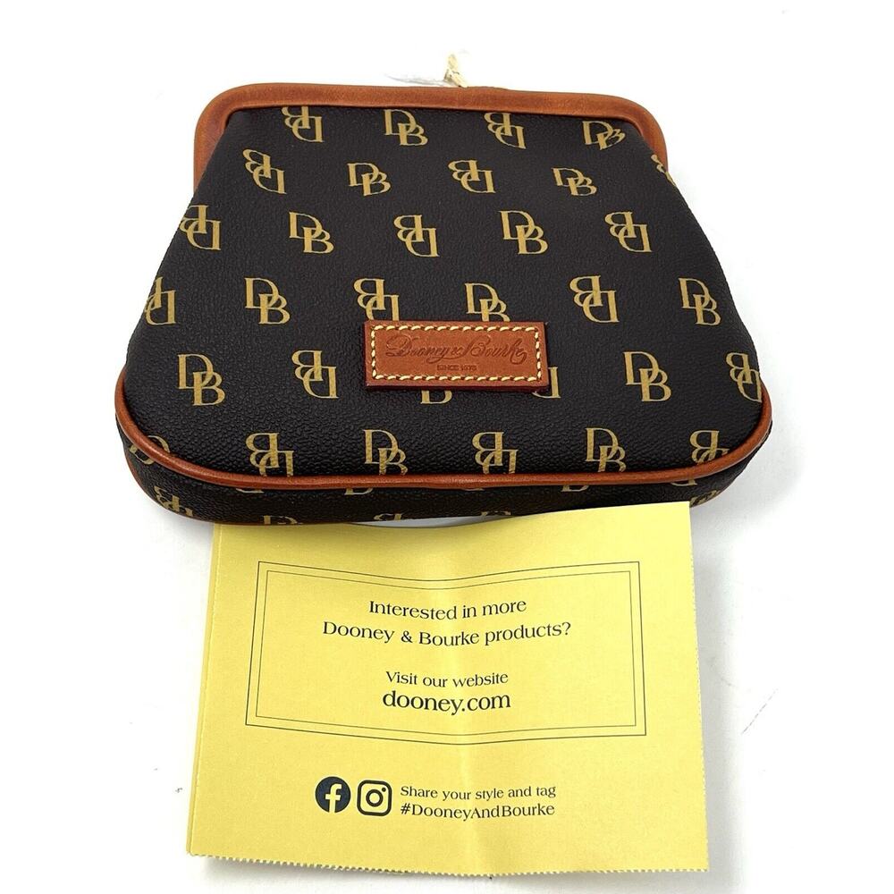 Dooney & Bourke Gretta Large Frame Purse Wallet Kiss Lock BROWN TMORO NWT Logo - Picture 3 of 16